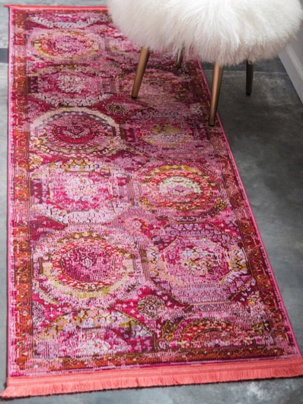 NWT Wayfair Folmar Oriental Indoor Pink Runner Rug